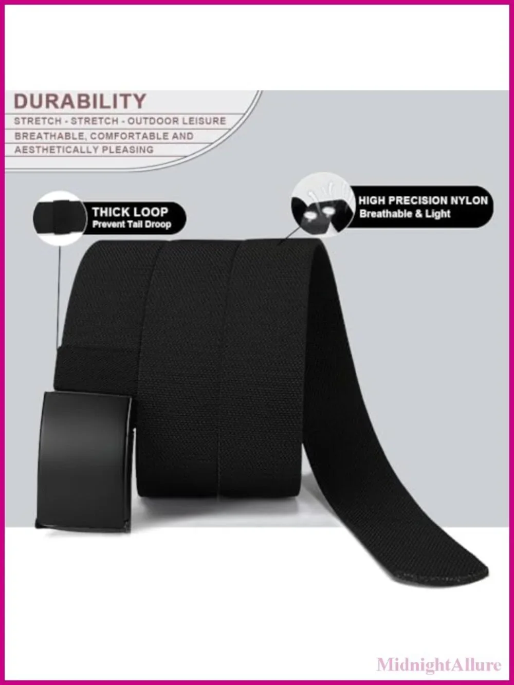 Canvas Web Belt Stretch Elastic Cut-to-Fit Flip-Top Buckle Outdoor Golf